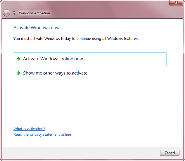 You must activate Windows now to continue using all Windows features