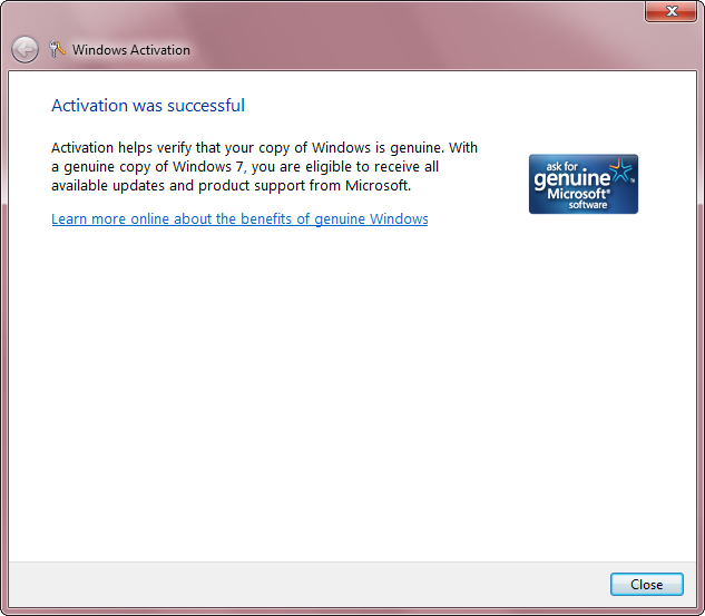 Activation was successful
